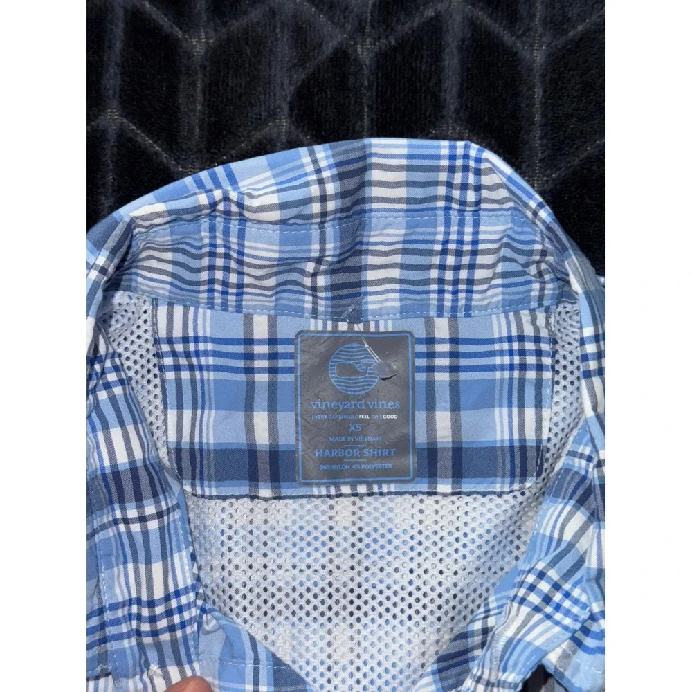 Vineyard Vines Harbor Shirt Blue Plaid Button Down Fishing Vented Back Sz XS - Picture 4 of 10